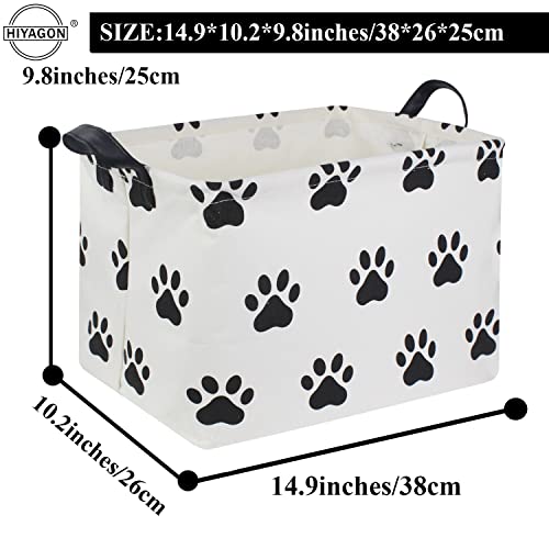 HIYAGON Dog toy Basket Dog Toy Bin Cute Toy Storage Basket Organizer Box Kids Gift Basket Empty Rectangular Room Decor for Home(Paw) - color: Paw