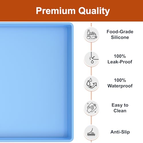 ukeetap Extra Thick Silicone Mat Waterproof with Raised Edge 34" x 22", Under Sink Mat for Kitchen & Bathroom, Kitchen Cabinet Liner, Multi-Purpose for Storage & Protection, Blue - color: Blue, size: 34"L x 22"W