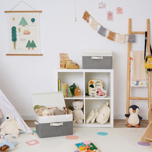 GRANNY SAYS Fabric Storage Boxes, Memory Keepsake Box, Large Storage Bins with Lids, Closet Organizers, Toy Box, Storage Baskets for Shelves, White/Gray, 2-Pack - color: White/Gray, size: Large-2 Pack