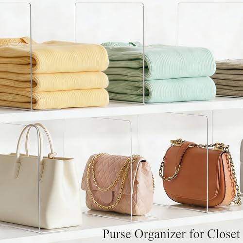 Shelf Dividers for Closet Organization: 10" Tall x 12" Deep Acrylic Closet Shelf Dividers for Clothes Sweater Purse - Clear Organizers and Storage Separators for Home Space Saver Enthusiasts - size: 10"Tall x 12"Deep