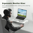 Heymaster Ergonomic Monitor Stand Riser, Laptop Stand Foldable Muti-Angle Adjustable Portable Foldable Stand with Heat-Vent Compatible with MacBook, Air, Pro, Surface Laptop (9-17 inches) (White) - color: White