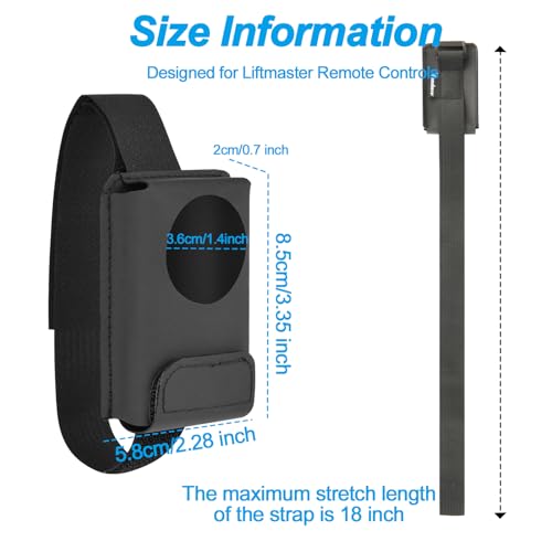 Homakover Garage Door Opener Holder for Visor, Carrying Case for Chamberlain LiftMaster Garage/Gate Door Opener Remote, Adjustable Visor Bag Gate Clicker Holder (Black-Chamberlain KLIK5U-BK2 Garage) - size: 3.31 x 2.05 inches