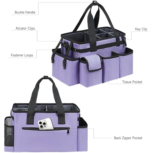 Cleaning Caddy,Cleaning Bag for Housekeepers,Cleaning Supplies Organizer with Handle,Purple - color: Purple, size: Medium