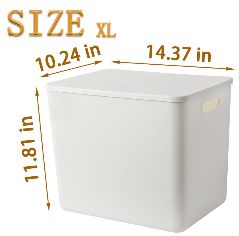 4 pack large plastic White storage bins with Lids, Toy Box Chest with Handle，Organizer Containers Baskets for Baby,Nursery，Shelves，Playroom, Bedroom，Office,Closet，home (White, 4XL) - color: White, size: Set of 4 Extra Large