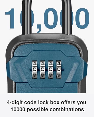 Puroma Lock Box, Key Lock Box Wall Mount & Portable Combination Lockbox with Resettable Code, Security Lockbox for Outside House Keys, Apartment Realtors Spare Keys Storage (1 Pack, Peacock Blue) - color: Peacock Blue