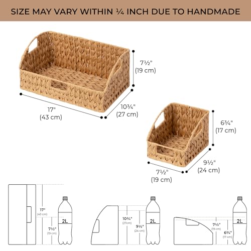 GRANNY SAYS Wicker Storage Basket for Shelves, Wicker Basket with Handles, Trapezoid Woven Baskets for Storage, Decorative Baskets for Home Decor, Natural, 3 Pack - color: Natural, size: 10¾"D x 17"W x 7½"H + 2x 9½"D x 7½"W x 6¾"H