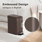 TrashAid Slim Bathroom Trash Can with Lid Soft Close, 6 Liter/1.6 Gallon Stainless Steel Small Garbage Can with Removable Inner Bucket, Step Pedal, Slim Wastebasket for Toilet, Office, Bedroom, Brown - color: Brown