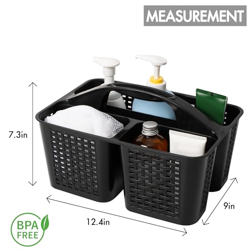 Tiawudi Portable Shower Caddy, Caddy Organizer with Handle, Plastic Shower Basket Hold Soap, Shampoo, Hair Supplies and Beauty Products, Cleaning Supplies Organizer for Home, Dorm, Shelf and Cabinet - color: Black