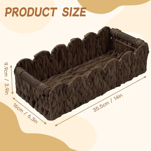 Toilet Paper Storage Basket Bathroom Counter Organizer Wicker Baskets for Organizing Cute Basket for Bedroom Nursery Room Kitchen Bathroom Decor -Dark Brown - color: Dark Brown