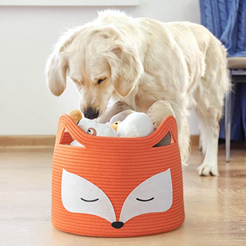 Fox Decor Basket, Nursery Basket for Baby Clothes, Toys, Laundry, Blanket, Cute Animal Storage Box, Large Woven Gift for Kids, Baby Showers-15.7"L x 11.8"H, Orange - color: Orange, size: 15.7"W x 11.8"H