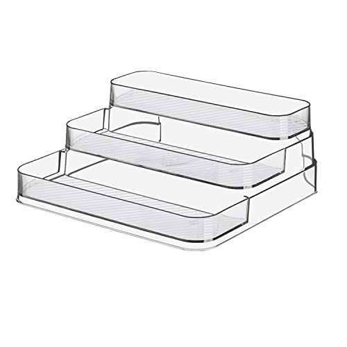 Acrylic Spice Rack, No Assembly Clear 3 Tier Condiment Bottle Shelf Vanity Organizer for Cabinet Kitchen Bathroom (1pcs) - size: 1pcs