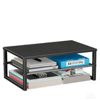 Ekisemio 2-Tier Computer Monitor Stand Riser, Desk Organizer for Monitor, Black