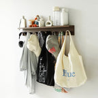 Entryway Coat Rack Hooks with Shelf, Sturdy Wooden Floating WallOrganizer Shelf with 4 Hooks siutable for Entrance, Mudroom, Kitchen, Bathroom,.etc(2pc-Walnut Finish) - color: Walnut 2PC