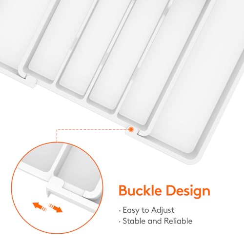 Lifewit Silverware Drawer Organizer, Expandable Utensil Tray for Kitchen, BPA Free Flatware and Cutlery Holder, Adjustable Plastic Storage for Spoons Forks Knives, 8.5-14 x 12", White - color: White, size: Medium (8.5-14''W x 12''D)