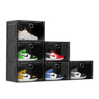 KEFA XL Shoe Storage Box Organizer, 6 Pack Shoe Boxes Clear Plastic Stackable, Sneaker Display Case Container Fit for US 13 (Side 6 PACK BLACK) - color: 6 PACK Black