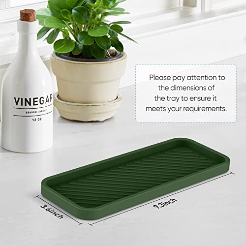 EG-SIPRO Kitchen Sink Organizer Tray,Sponge Holder for Kitchen Sink Bathroom Counter Tray Sponge Caddy Silicone Soap Holder for Soap dispenser, Bottle, Dishwashing Accessories(2-pack) - color: Ggre, size: 9×3.7inch
