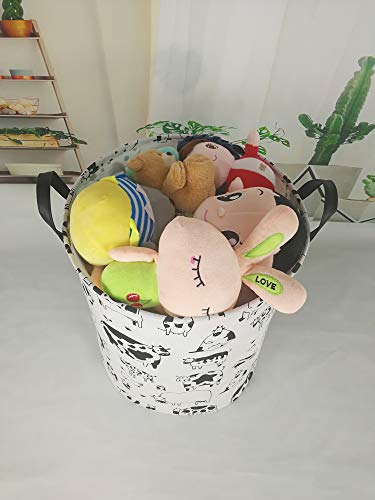 KUNRO Kids Laundry Hamper Clothes Gift Basket Storage Laundry Baskets Organizer Bin with Handles for Nursery Room (Cow) - color: Cow zoo