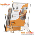 FUCDTEFC Acrylic Brochure Holder 8.5x11 & 4 x9 Inches, Clear 2 Tier Literature Magazine Stand Brochure Display Stand w Removable Divider Universal, Pamphlet Flyer Holder for Wall Mount or Countertop