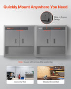 VEVOR Metal Wall Cabinet, 30W x 12.01D x 30H Inch, Steel Floating Hanging Storage Cabinet with Locking Doors and Adjustable Shelf for Garage, Basement, Kitchen, Warehouse Assembly Required, Black - style: Foldable 30" Open Grid