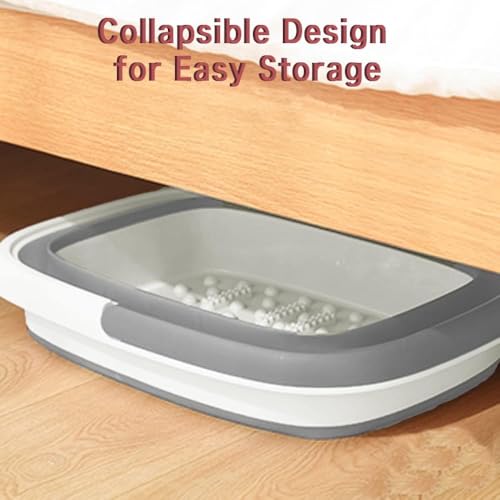 Collapsible Foot Bath Basin for Soaking Feet,Foot Soak Tub,Plastic Foot Bucket with Handles and Massage Acupoint,Foldable Laundry Basket-Gery (2 Pack) - color: Gray, size: 2 Pack