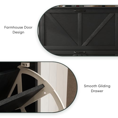Smart FENDEE Shoe Cabinet, Shoe Storage Cabinet for Entryway with 2 Flip Drawers, Narrow Farmhouse Shoe Organizer Cabinet, Slim Shoe Rack Cabinet, 31.5in Black - color: Black, size: Width - 31.5 inches