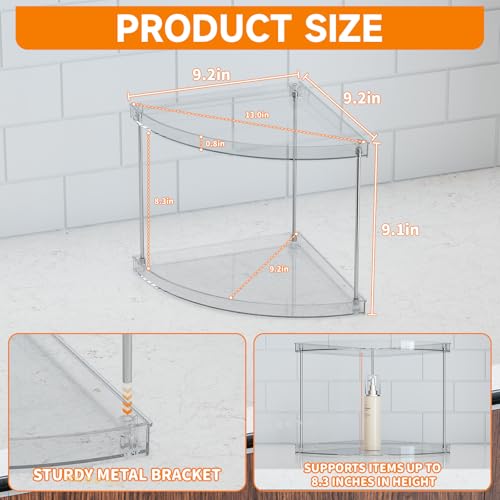 Yieach Clear Corner Bathroom Counter Organizer,2Tier Tiered Countertop Corner Shelf for Perfume,Beauty Products,Makeup Organizer,Skincare Organizers,Vanity Storage Tray for Bedroom,Bathroom Sink Shelf - style: Triangular