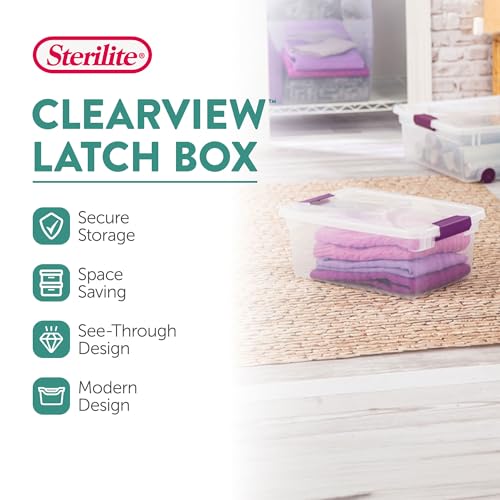 Sterilite 48-Pack 15 Quart ClearView Latch Box, Stackable Organizer Bins with Latching Lids - Clear Plastic Organization Containers for Closet, Bedroom, Shelving Units and Everyday Home Storage - size: 48 Pack, style: 15 Quart