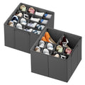 SpaceAid Shoe Organizer for Closet, 2 Pack Foldable Shoe Storage Containers Baskets Boxes Bins w/Adjustable Dividers, Fits 16-32 Pairs, Grey - color: Grey