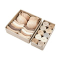 Underwear Drawer Organizer 2 Pack - Foldable Fabric Storage Bins for Dresser & Closet, Khaki Sock and Bra Dividers, 2 Sizes for Bedroom Organization