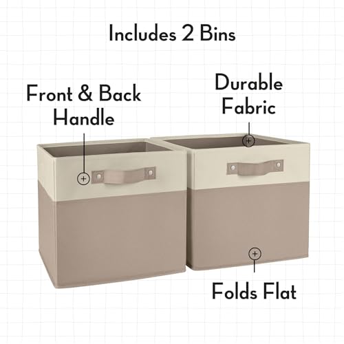 RiverRidge Kids storage bins - 10.5 Cube Storage Organizer with Handles – Taupe Two-Tone closet organizers and storage for Toys, Shoes & More - Fits RiverRidge Cabinets - color: Taupe