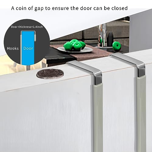 FYY Over The Door Hooks, 4 Pack Door Hangers Hooks with Rubber Prevent Scratches Heavy Duty Organizer Hooks for Living Room, Bathroom, Bedroom Hanging Clothes, Towels, Hats, Coats, Bags Grey - color: A Grey, size: Short, style: 4 Pack