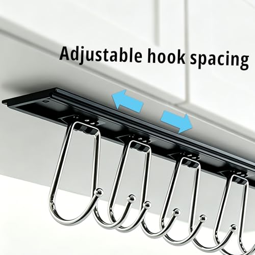 Cociat 2PCS Utensil Racks with 12 Hooks 17.2 Inch Kitchen Utensil Holders Hanging Utensil Rack Multifunctional (17.2 inch Black) - color: BLACK, size: 17inch & 12 hooks