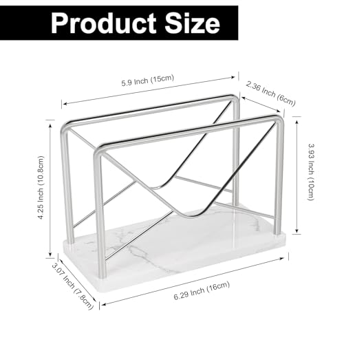 Modern Mail Holder for Home Office, Metal Letter Organizer Sorter for Desk, Cutout Mail Envelope Design, Bill Filling Paper Document Rack, Envelope Storage Rack with Marble Base (Chrome) - color: Chrome