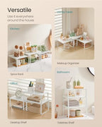 SONGMICS Cabinet Organizer Shelf, Set of 3 Kitchen Counter Shelves, Kitchen Storage, Spice Rack, Stackable, Expandable, Snow White and Matte White UKCS220W01 - color: Snow White + Matte White