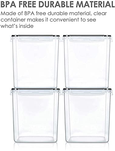 Vtopmart Food Storage Containers 2.5L / 84.5oz, 4 Pieces BPA Free Plastic Airtight Canister for Flour, Sugar, Baking Supplies, with 4 Measuring Cups and 24 Labels, Black - color: Black, size: 2.5L