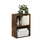 Furinno LUDER Book Shelf, 2-Tier Modern Bookshelf, Open Shelves Bookcase, 9" x 16" x 21", for Living Room, Bedroom, Home Office, Amber Pine - color: Amber Pine, size: 2-Tier, 9 x 16 x 21