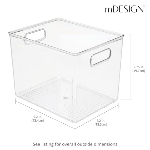 mDesign Plastic Storage Closet Organizer Bin, Container Bin for Entryway, Hallway, Linen, and Coat Closet - Organization for Clothing, Blankets, Toys, and Accessories, Ligne Collection, 4 Pack, Clear - size: 10 x 8 x 8 (Pack of 4)