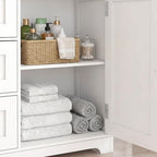 Casaphoria Bathroom Storage Cabinet with Drawers, Freestanding Floor Cabinet with Door and Adjustable Shelf, 4-Drawer Sideboard for Bathroom, Living Room, Kitchen, White - size: 22.04"L×11.81"W×32.68"H