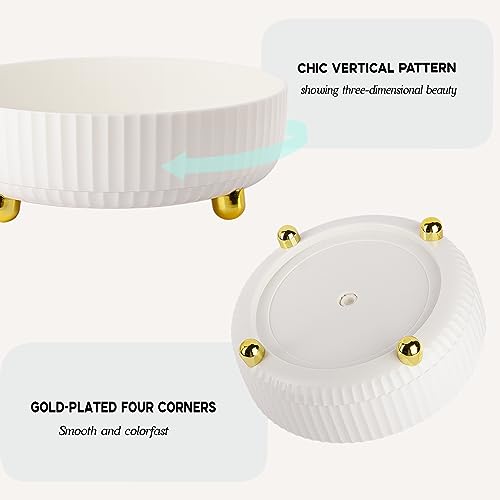 Anyoifax Makeup Perfume Organizer Tray 360 Degree Rotating Lazy Susan Skincare Lotion Organizer Spinning Cosmetics Storage for Dresser, Vanity, Bathroom Countertop, Small Ivory White - color: White, size: 9 "