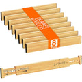 Lifewit 2.4" High 8 Pack Bamboo Drawer Dividers 45-55cm/17.5-22" Adjustable Wooden Drawer Organizer for Clothes/Utensils, Expandable Drawer Separator for Dresser/Kitchen/Bedroom/Office Organization - size: 2.4"H, 17.5-22"L