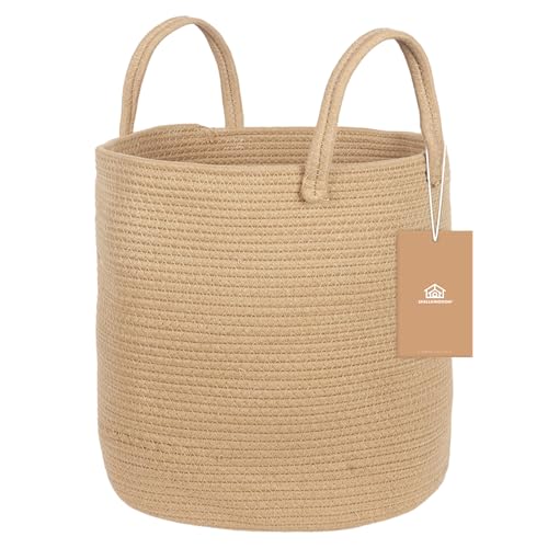 ShellKingdom Laundry Basket, Large Natural Rope Woven Storage Basket with Handles for Home, Living Room, Laundry, Storage Organizer for Blankets, Clothes, Plant, Toys, 15.7 x 13.8 INCH (Jute) - color: Jute, size: 38L