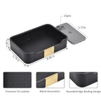 Luxury Leather Valet Tray,Jewelry Tray,Desktop Storage Organizer,Caddy Holder for Cosmetic,Jewelry,Watch,Keys,Phone,Wallet,Remote Controller,Pen, (black) - color: black