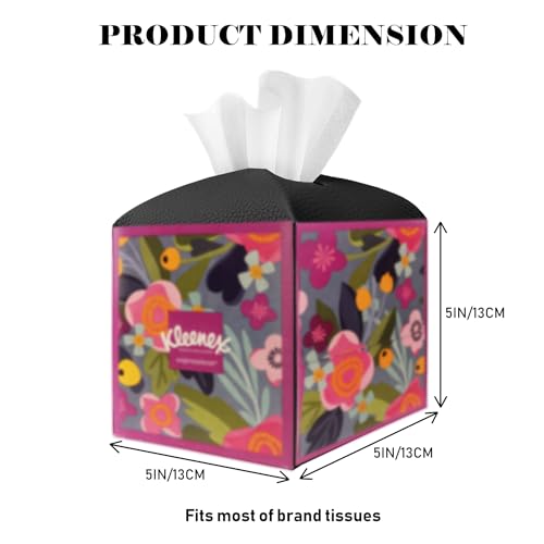 Tissue Box Cover Holder Square Tissue Cube Cover PU Leather Tissue Organizer with Bottom Belt for Bathroom, Tabletop, Car, Night Stands, Office, Home, Kitchen (2, Black) - color: Black