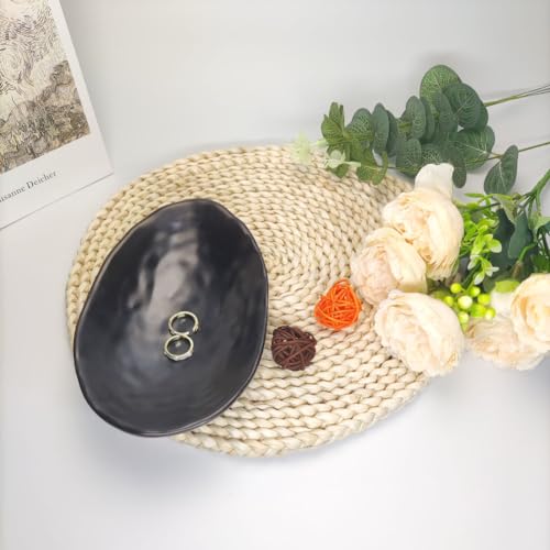 Black Ring Dish,Jewelry Tray Key Dish Tray Organizer,Dresser Decor entryway Key Bowl,Catch All Bowl Decorative Trinket Dish Housewarming Gift 7.4inch