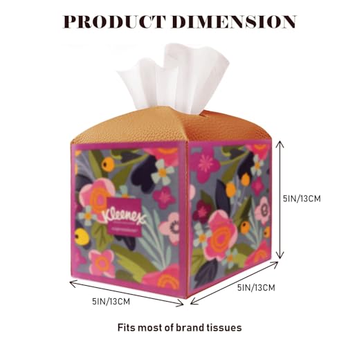 Tissue Box Cover Holder Square Tissue Cube Cover PU Leather Tissue Organizer with Bottom Belt for Bathroom, Tabletop, Car, Night Stands, Office, Home, Kitchen (2, Brown) - color: Brown