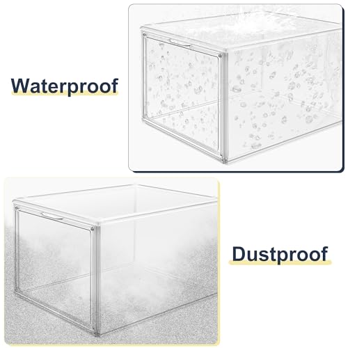Size 12 Clear Shoe Boxes with Acrylic Magnetic Front Door Plastic Stackable Shoe Organier for Sneaker & Boots Collection, Space-Saving Shoe Storage for Closet Entryway, Bedroom - size: Size 11.5 - 1 Pack