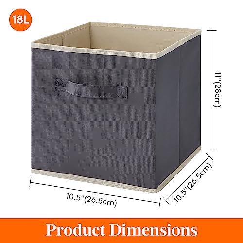 Lifewit Storage Cubes, Foldable Decorative Fabric Storage Baskets for Organizing Home Organizers with Handles for Shelves, Closet, 11 Inch Bins, 18L Gray, 12 Packs - color: Gray, size: 12pcs-11INCH