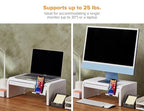 Bostitch Konnect Adjustable Monitor Riser with Drawer & Cell Phone Holder, Laptop Stand for Desk, 4 Height Levels, Cable Management & Rubber Feet - color: White, style: Deluxe Laptop Stand