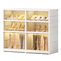 EHAMILY 3 Tier Foldable Shoe Rack Organizer for Closet 6-12Pairs Plastic Collapsible Shoe Racks Shelf for front door entrance Stackable Clear Folding Shoes Storage boxes XLarge Storage Cabinet - size: 3 Tiers 12 Pairs