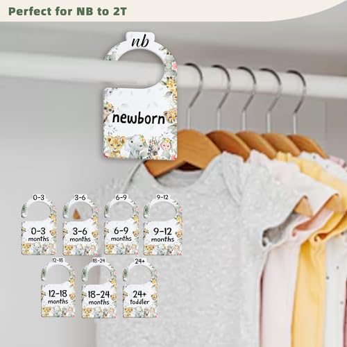 Jungle Animals Baby Closets Organizer, Nursery Closets Dividers for Newborn to 24 Months, Greenery Hangers with Double Size Dividers - color: Green